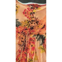Kimchi Blue Orange Floral Strapless Tiered Ruffle Mini Dress Lace Up Back 6