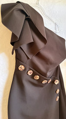 Acler Lynch Black One Shoulder Button Detail Midi Dress AU10/US6 EUC