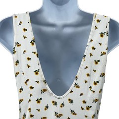 Forever 21 Women&rsquo;s Sleeveless Sunflower Dress M White Yellow Green Summer Mini
