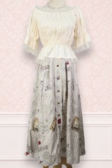 axes femme 2pc Set Ivory Back Ribbon Top & Beige Skirt Lolita 610 0042a