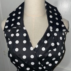 Collectif London Marisa Polka Dot Pencil Dress Black White XS 26-XS-8 SS220719A