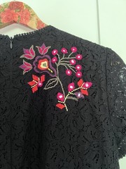 French Connection Short Sleeve Embellished Black Lace Dress Dress 6 NWT