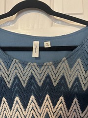 Tacera Women&rsquo;s A-Line Chevron Crochet Dress Size 3X Blue White Preppy Hippy