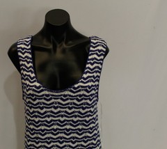 Lost + Wander Women&rsquo;s Wave Open Stitch Maxi Dress CA4 Off-White-Navy Size M/L