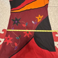 Rising International Boho Patchwork Dress S Small Embroidered Floral Nepal Mini