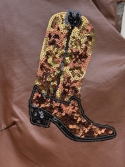 Peach Love California Faux Leather Split Color Sequin Boot Knee LengthDress Sz S
