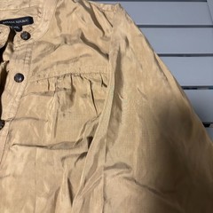 Banana Republic Dress Womens XS Oversized Tan Button Up Ruffle Hem