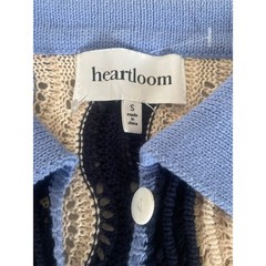Heartloom Blue Green Wave Crochet Knit Button Front Polo Mini Dress Small