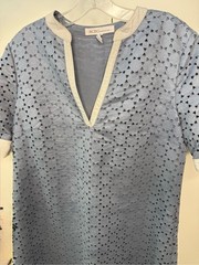 BCBGeneration Light Blue Eyelet Shift Suede Dress