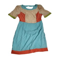 Harlyn Dress Womens Size 4 Petite Casual Color Block Side Zip Blue Tan Orange