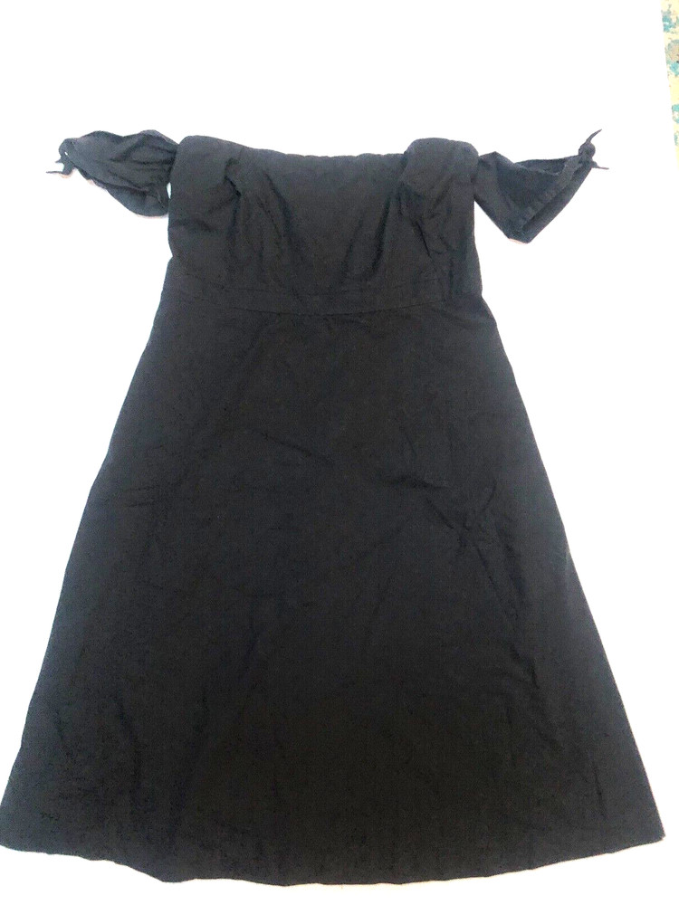 Ann Taylor Black sleeveless/off shoulder Dress size 14, 96% cotton 4% spandex