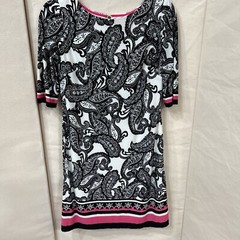 Eliza J Dress Paisley Print Exposed Gold Zipper Knee Length Shift Size 4