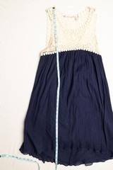Chelsea & Violet Womens XS Navy Blue Cream Crochet Lace Yoke Swing Mini Dress