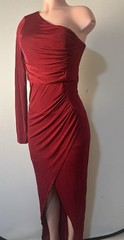 Fiestar Women’s One Shoulder Ruched Formal Maxi Party Dress Size Large
