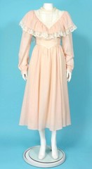 Vintage Jessica McClintock Pale Pink Lace High Collar Cottagecore Dress sz 5 804