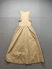 Old Navy Dress Womens Small Beige Sleeveless Tank Maxi Ribbed Bodice Pockets