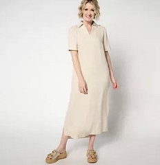 BEAUTIFUL By Lawrence Zarian Regular Linen Blend Maxi Dress Stone Khaki Medium