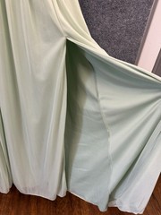 Azazie Womens Formal with front slit, Sheer Long Sleeve, Green Dress