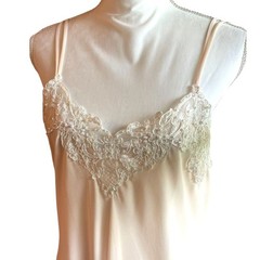 Linea Donatella Semi Sheer Pink Maxi Slip Dress Lace Asymmetrical Hem Fairy XL