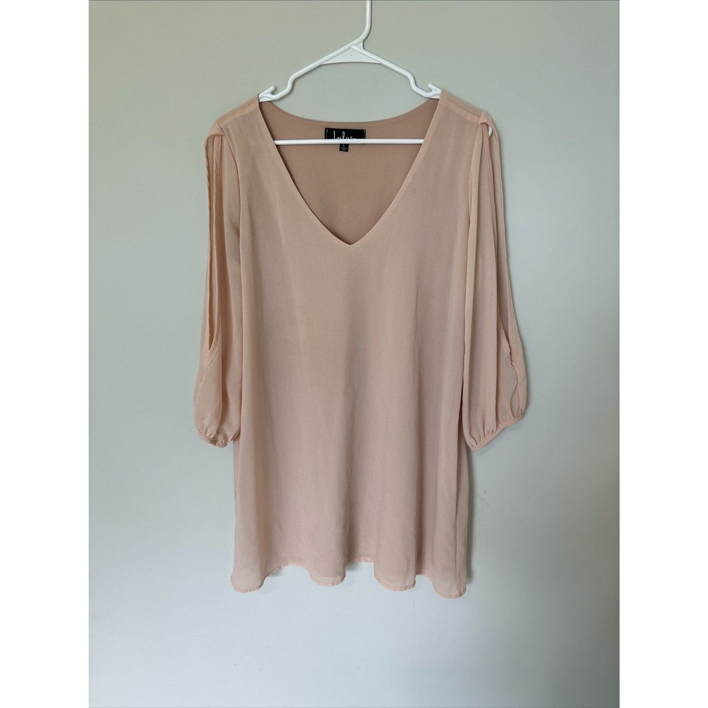 Lulus Pink Bell Sleeve Split Sleeve Dress