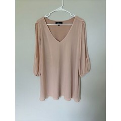 Lulus Pink Bell Sleeve Split Sleeve Dress