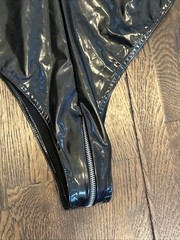 Noir Handmade Full Zipper Bodysuit Leotard Polyurethane Coated Size S EU 36 NEW