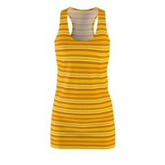 Sunset Stripes Racerback Dress | Yellow Orange All-Over Print