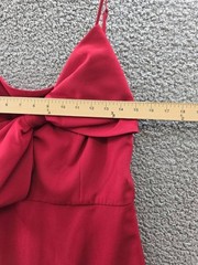 Anne Klein Bow-Front MIDI Dress Women&rsquo;s 6 Titian Red Side Pockets Zip Closure