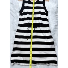 Johnston & Murphy Womens Black White Striped Cotton Sleeveless Knit Dress S