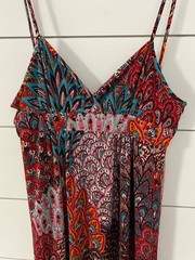 Twenty One Peacock Paisley Maxi Dress Spaghetti Strap Size S