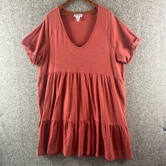 For The Republic Dress Womens 2X Burnt Orange Scoop Neck Short Sleeve EUC