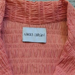 Nikki Chasin Dress Womens Small Pink Textured Cotton Shirt Fit Flare Pockets