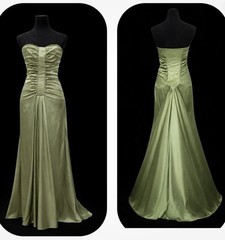 Gunne Sax Y2K wedding guest prom 90s Formal Dress Green Satin Ruched Fairycore
