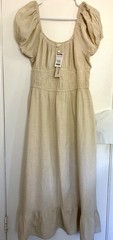 Sim & Sam Linen Blend Midi Milkmade Sz XL BoHo Women&rsquo;s Dress NWT