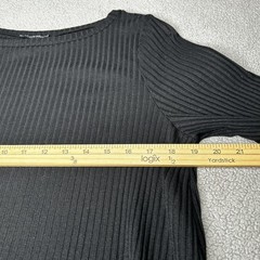 Eileen Fisher Dress Womens Large Black Ribbed Knit Minimalist Shift Made USA