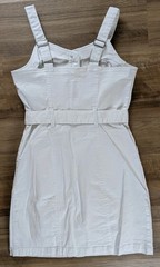 So Juniors Button Down Denim Buckle Straps Tie Waist Belt Overall Dress White M