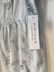 NWT Kirious Los Angeles Blue Embroidered Cotton Mini Dress elasticated back M