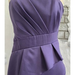 WTOO by Watters Purple Pleated Ruffle Cocktail Dress Women Size 10 Wedding Prom
