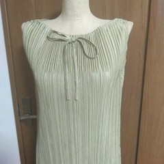 PLEATS PLEASE ISSEY MIYAKE Pleated Cami Dress Light Green Ribbon