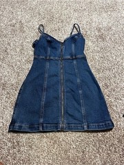 American Eagle Stretch Denim Zip Front Mini Dress Medium