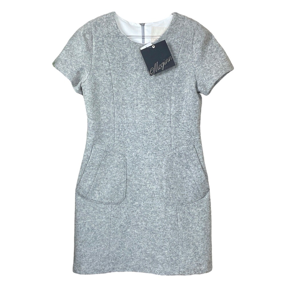 New McGinn $295 Wool Blend Pocketed Cocktail Mini Dress Heathered Gray Size 4