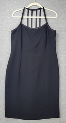 Amanda Smith Dress Lined Black Sheath Knee Length Lattice Back Women&rsquo;s Size 12