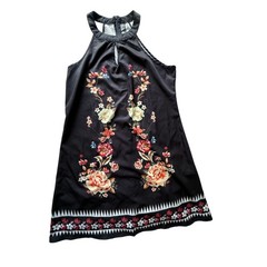 Cottagecore Feminine Emery Rose Black Halter Mini Dress Sleeveless Slinky Large