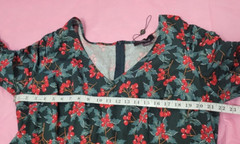 Collectif London Holly Berry Green Red Swing Dress V-Neck XXL / US 20 EXCELLENT
