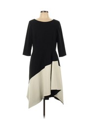 Vintage 80s 90s Paulina Savarese Black White Colorblock Fit & Flare Dress 12
