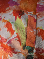 Rabbit Designs Womens 10 Tropical Floral Shift Dress Orange Pink Button Front