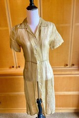 Vintage Dosa 100% Silk Shirt Dress/ Jacket, knee length, transparent Sz. 1