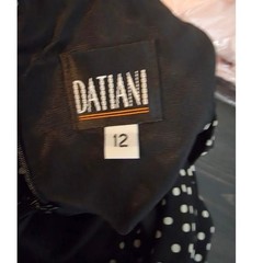 Vintage DATIANI Polka Dot Maxi Dress Size 12 Black White Retro Classy