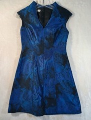Maggy London Size 2P Petite Dress Blue Sleeveless Silk Knee Length FAST Shipping