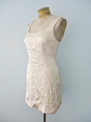 Nordstrom Favorite Daughter cream satin tank dress slight stretch square neck 4